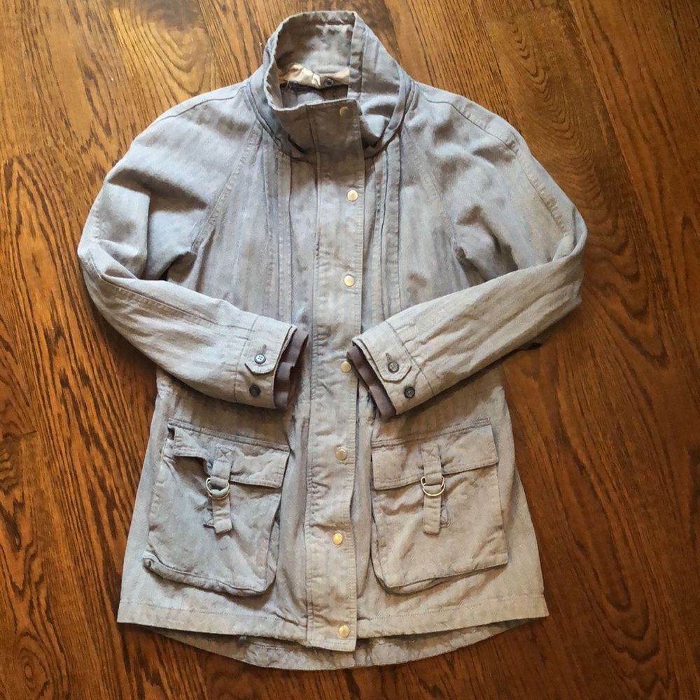 FREE PEOPLE Women’s Denim Full Zip Button Down Large Pocket Jacket Size 12